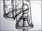 Croquis d'étude d'un escalier hélicoïdale